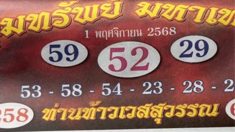 เลขเด็ด “ปฏิทินท่านท้าวเวสสุวรรณ” งวด 1 พฤศจิกายน 2568 รีบส่องก่อนเลขหมดแผง!